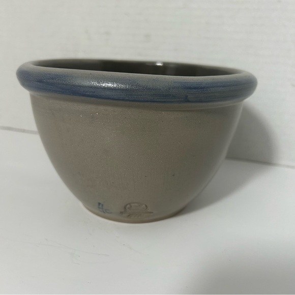 Vintage Rowe Pottery Works Salt Glazed Crock Jar 2002 Blue Gray Holds 4 Cups - Picture 3 of 6